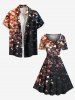Glitter Galaxy Sequins Print Plus Size Matching Hawaii Beach Outfit For Couples -  