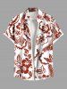 Tenue de plage hawaïenne assortie grande taille à imprimé feuilles tropicales et fleurs d'hibiscus pour couples - Blanc 