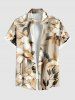 Ensemble chemise et barboteuse hawaïennes assorties, grande taille, tenue de plage à imprimé fleurs et feuilles pour couples - café lumière 