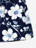 Plus Size Flower Leaf Branch Print Hawaii Drawstring Pocket Beach Shorts For Men -  