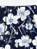Plus Size Flower Leaf Branch Print Hawaii Drawstring Pocket Beach Shorts For Men -  
