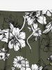 Short de plage hawaïen grande taille à imprimé fleurs et feuilles pour homme - Vert profond 7XL