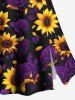 Plus Size Sunflower Rose Flower Print Hawaii Split A Line Skirt -  