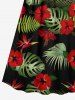 Plus Size Tropical Leaf Hibiscus Flower Print Hawaii Surplice A Line Cami Dress -  