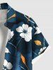 Plus Size Hibiscus Flower Leaf Ombre Print Hawaii Button Pocket Shirt For Men -  
