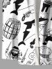 Plus Size Octopus Shark Anchor Pirate Print Hawaii Cruise Button Pocket Shirt For Men -  