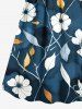 Plus Size Hibiscus Flower Leaf Ombre Print Hawaii Surplice A Line Cami Dress -  