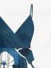 Plus Size Hibiscus Flower Leaf Ombre Print Hawaii Surplice A Line Cami Dress -  