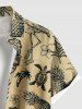 Plus Size Pineapple Skulls Flowers Leaf Flamingo Print Buttons Pocket Hawaii Shirt For Men -  