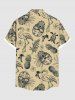 Plus Size Pineapple Skulls Flowers Leaf Flamingo Print Buttons Pocket Hawaii Shirt For Men -  