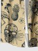 Plus Size Pineapple Skulls Flowers Leaf Flamingo Print Buttons Pocket Hawaii Shirt For Men -  