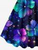 Plus Size Galaxy Star Hibiscus Flowers Print Hawaii Tank Dress -  
