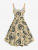 Plus Size Pineapple Skulls Flowers Leaf Flamingo Print Hawaii Tank Dress -  
