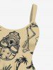 Plus Size Pineapple Skulls Flowers Leaf Flamingo Print Hawaii Tank Dress -  