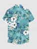 Plus Size Flowers Leaf Coconut Tree Print Buttons Pocket Hawaii Shirt For Men -  