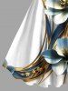 Plus Size Flowers Geometric Pattern Metallic Print Hawaii Tank Dress -  