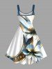 Plus Size Flowers Geometric Pattern Metallic Print Hawaii Tank Dress -  