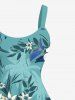Plus Size Flowers Leaf Coconut Tree Print Hawaii Tank Dress -  