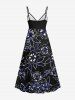 Robe camisole hawaïenne à imprimé fleurs et feuilles grande taille - Noir XXS