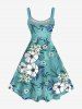 Plus Size Flowers Leaf Coconut Tree Print Hawaii Tank Dress -  