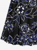 Plus Size Flowers Leaf Print Surplice Hawaii Cami Dress -  