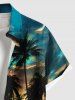 Plus Size Coconut Tree Sea Reflection Cloud Print Buttons Pocket Hawaii Shirt For Men -  