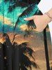 Plus Size Coconut Tree Sea Reflection Cloud Print Split Hawaii Midi Dress -  