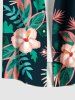 Chemise hawaïenne grande taille à imprimé feuilles d'hibiscus et boutons avec poches pour homme - Noir 3XL