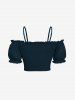 Plus Size Cinched Ruched Ruffles Cold Shoulder Cami Top -  