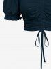 Plus Size Cinched Ruched Ruffles Cold Shoulder Cami Top -  