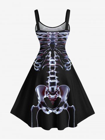 Halloween Costume Skeleton Print Plus Size Matching Hawaii Beach Outfit For Couples