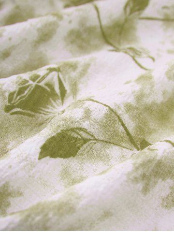 Plus Size Tie Dye Flowers Leaf Print Ruched Cinched Pockets Milkmaid Dress