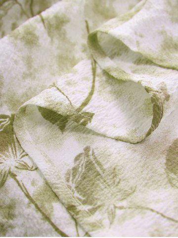 Plus Size Tie Dye Flowers Leaf Print Ruched Cinched Pockets Milkmaid Dress