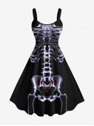 Plus Size Skeleton Print Tank Dress -  
