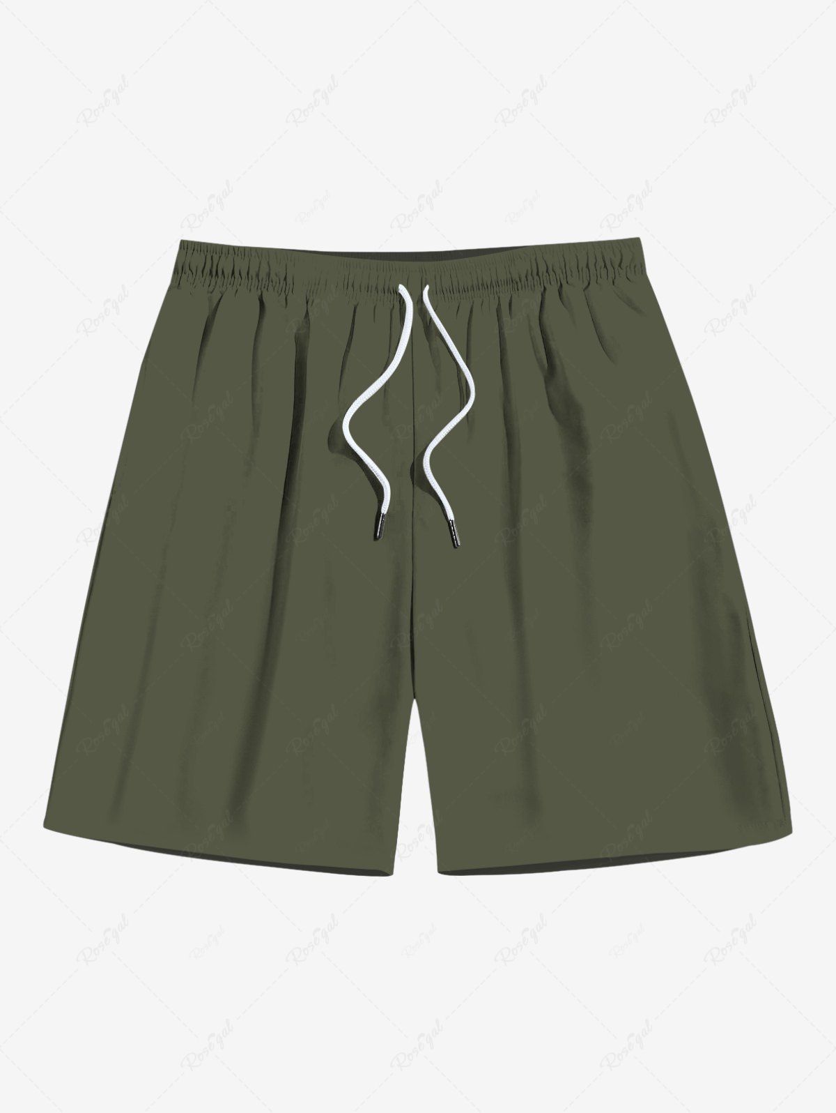Trendy Plus Size Solid Color Pockets Drawstring Beach Shorts For Men  