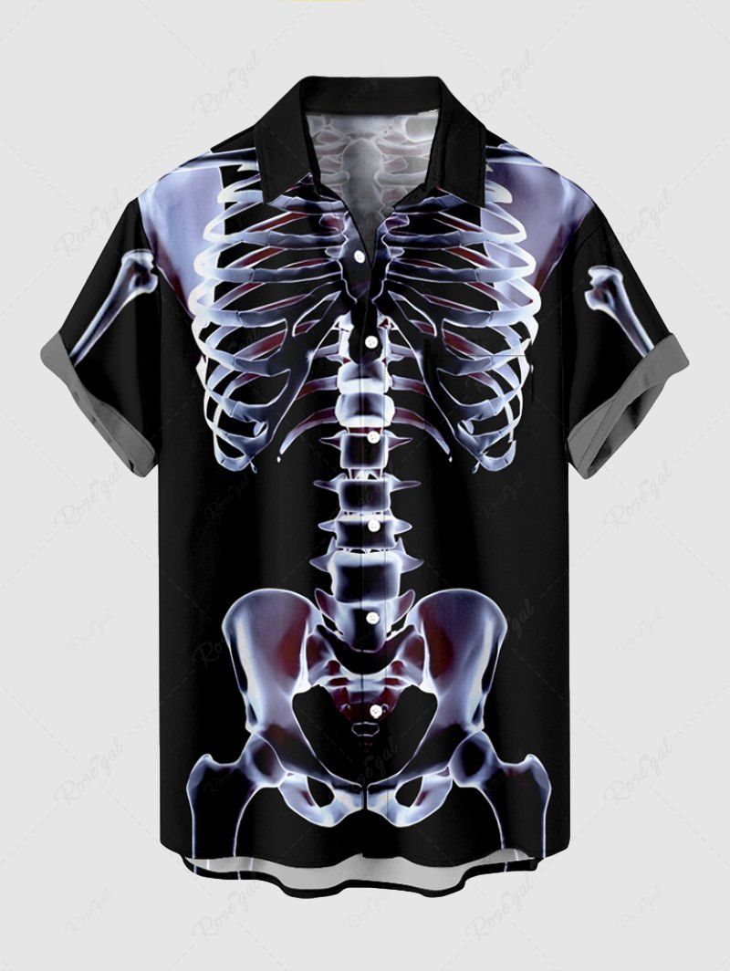 Chemise grande taille à boutons et poches pour homme Noir XL