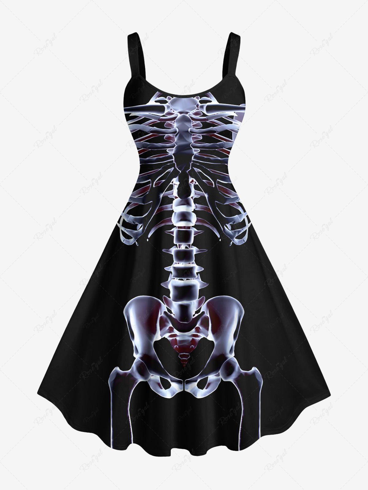 Robe débardeur grande taille à imprimé squelette Noir 6X