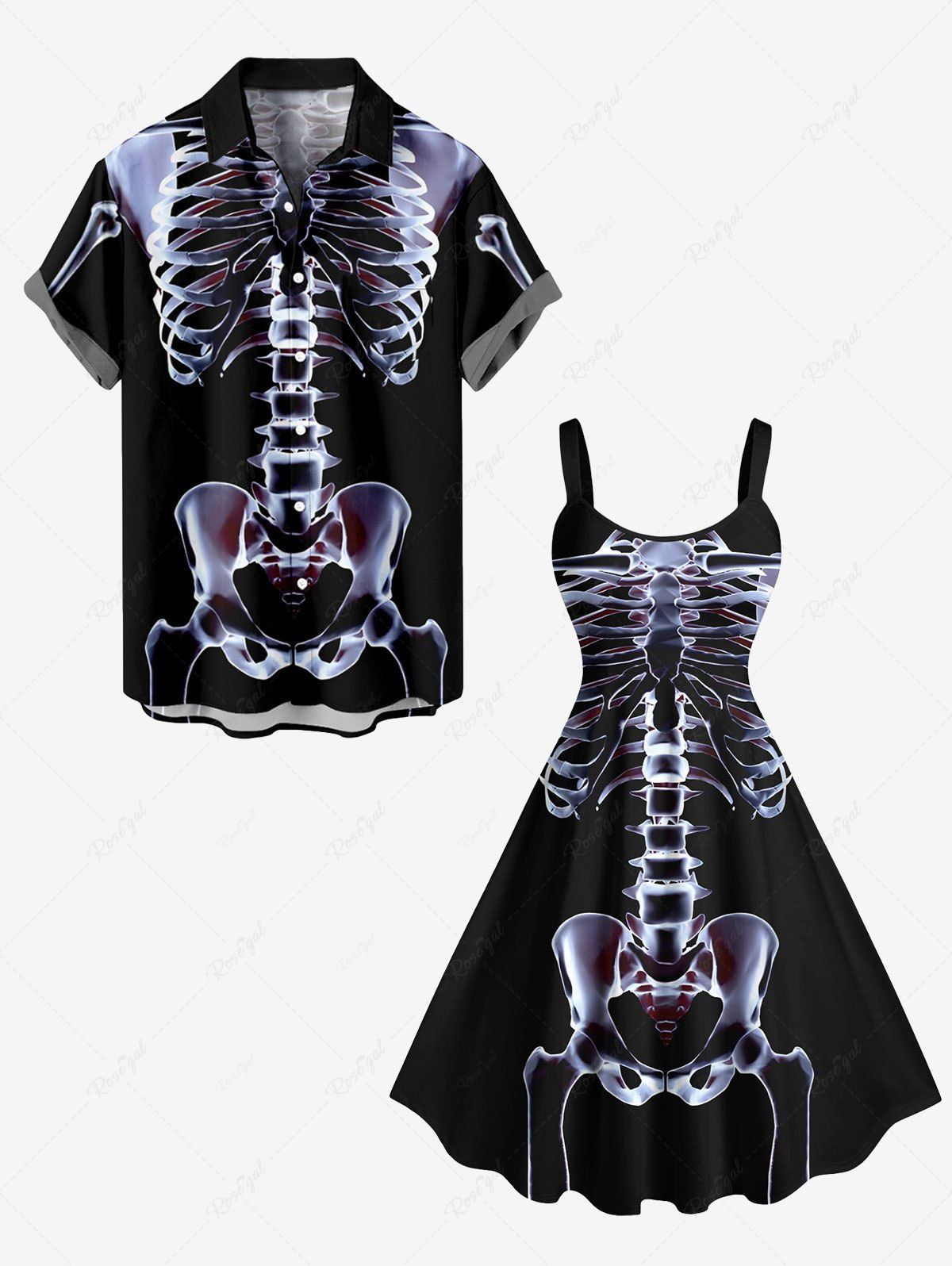 Outfit Halloween Costume Skeleton Print Plus Size Matching Hawaii Beach Outfit For Couples  