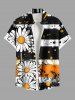 Daisy Flower Ink Painting Striped Print Plus Size Matching Hawaii Beach Outfit For Couples -  