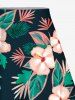 Tenue de plage hawaïenne assortie grande taille à imprimé feuilles et fleurs d'hibiscus pour couples - Noir 