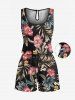 Matching Hawaii Shirt and Romper Plus Size Beach Outfit Tropical Leaf Hibiscus Flower Print For Couples -  