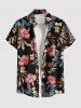 Matching Hawaii Shirt and Romper Plus Size Beach Outfit Tropical Leaf Hibiscus Flower Print For Couples -  