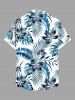 Tenue de plage hawaïenne assortie grande taille à imprimé feuilles tropicales et fleurs pour couples - Bleu 