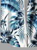 Tenue de plage hawaïenne assortie grande taille à imprimé feuilles tropicales et fleurs pour couples - Bleu 