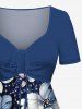 Tenue de plage hawaïenne assortie grande taille à imprimé floral pour couples - Bleu 