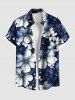Tenue de plage hawaïenne assortie grande taille à imprimé floral pour couples - Bleu 