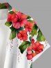 Tropical Leaf Hibiscus Flower Branch Print Plus Size Matching Hawaii Beach Outfit For Couples -  