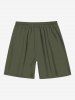 Plus Size Solid Color Pockets Drawstring Beach Shorts For Men -  