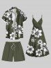 Plus Size Solid Color Pockets Drawstring Beach Shorts For Men -  