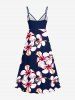 Plus Size Hibiscus Flower Print Hawaii Surplice A Line Cami Dress -  